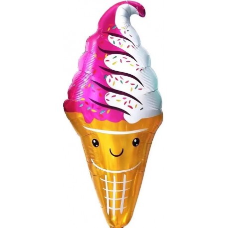 Шар (47''/119 см) Фигура, Мороженое, Вафельный рожок, Розовый/Белый, 1 шт. Falali,  КИТАЙ