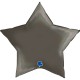 Шар (18''/46 см) Звезда, черная платина голография 1 шт. Италия