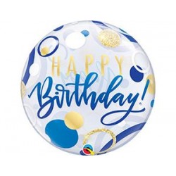 Bubble 22" нв круги сине золотые Qualatex USA
