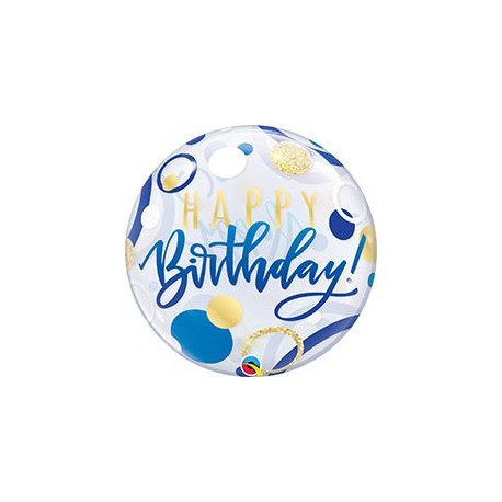 Bubble 22" нв круги сине золотые Qualatex USA