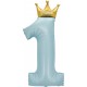 Шар (49''/124 см) цифоа 1 золотая корона, голубой в уп, 1 шт. Россия