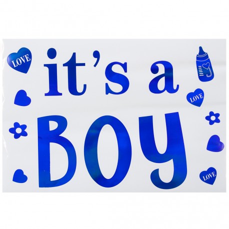 Наклейка It's a Boy, 19,5*27 см, Голубой, Перламутр, 1 шт. Китай
