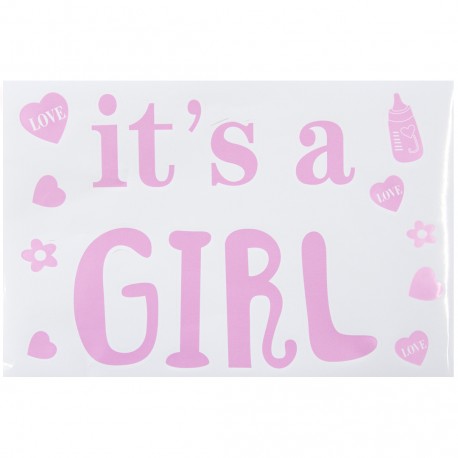 Наклейка It's a Girl, 19,5*27 см, Розовый, Перламутр, 1 шт. Китай