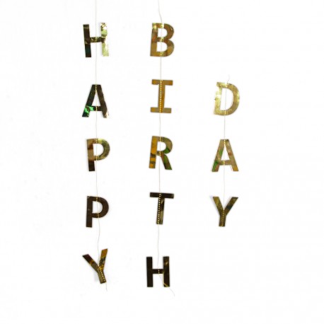 Гирлянда-Подвеска Happy Birthday, Золото, Металлик 120см, 1 уп.