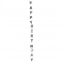 Гирлянда-Подвеска Happy Birthday, Серебро, Металлик 120см, 1 уп.