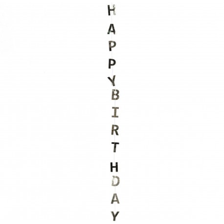 Гирлянда-Подвеска Happy Birthday, Серебро, Металлик 120см, 1 уп.