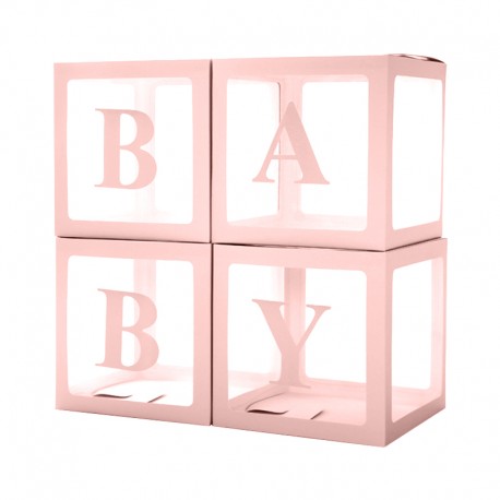 Набор коробок для воздушных шаров Baby,Нежно-розовый, 30*30*30 см, в упаковке 4 шт.