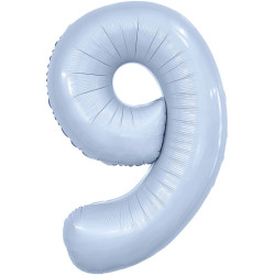 Шар (40''/102 см) Цифра, 9, Slim, Небесный, в упаковке 1 шт. Россия