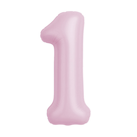 Шар (40''/102 см) Цифра, 1, Slim, Зефирный, в упаковке 1 шт. Россия
