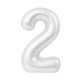 Шар (40''/102 см) Цифра, 2, Slim, Белый блеск, в упаковке 1 шт. Россия