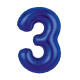 Шар (40''/102 см) Цифра, 3, Slim, Полуночно-Синий, в упаковке 1 шт. Россия