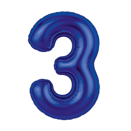 Шар (40''/102 см) Цифра, 3, Slim, Полуночно-Синий, в упаковке 1 шт. Россия