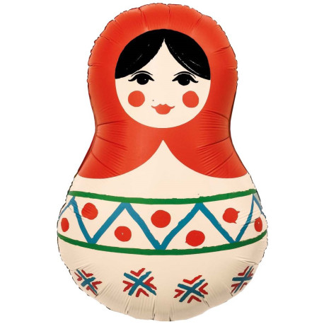 Шар 31"Круг Матрешка Русский узор  1 шт. Россия