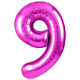 Шар (40''/102 см) Цифра, 9, Фуше, Металлик, 1 шт. в уп. СмайлБерри