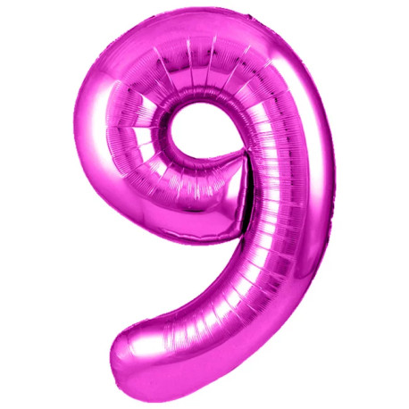 Шар (40''/102 см) Цифра, 9, Фуше, Металлик, 1 шт. в уп. СмайлБерри