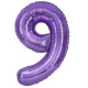 Шар (40''/102 см) Цифра, 9, Сиреневый, Металлик, 1 шт. в уп. СмайлБерри