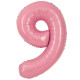 Шар (40''/102 см) Цифра, 9, Розовый, Матовый, 1 шт. в уп. СмайлБерри