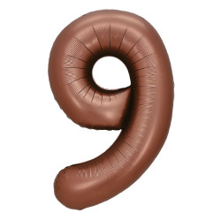 Шар (40''/102 см) Цифра, 9, Шоколадный, Сатин, 1 шт. в уп.