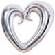 Шар (43"/109 см) Фигура, Сердце вензель серебро, 1 шт. Китай без скидки