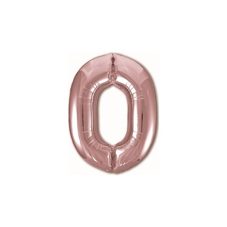 Цифра Шар (40''/102 см) Цифра, 0, Slim, Розовое Золото, в упаковке 1 шт.
