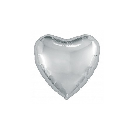 Шар (30''/76 см) Сердце, Серебро, в упаковке 1 шт.