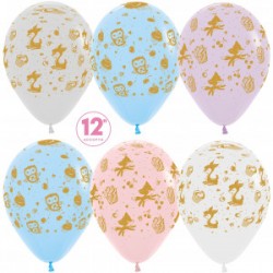 Sempertex Шар (12''/30 см) Зверята и сладости, Ассорти, кристалл, 5 ст, 50 шт. Sempertex