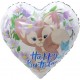 Шар (18''/46 см) Сердце, С Днем Рождения (лисенок и цветы), 1 шт. Falali,  КИТАЙ
