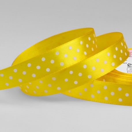 Лента атласная, горошек 15 мм ? 23 ± 1 м, цвет желтый Россия